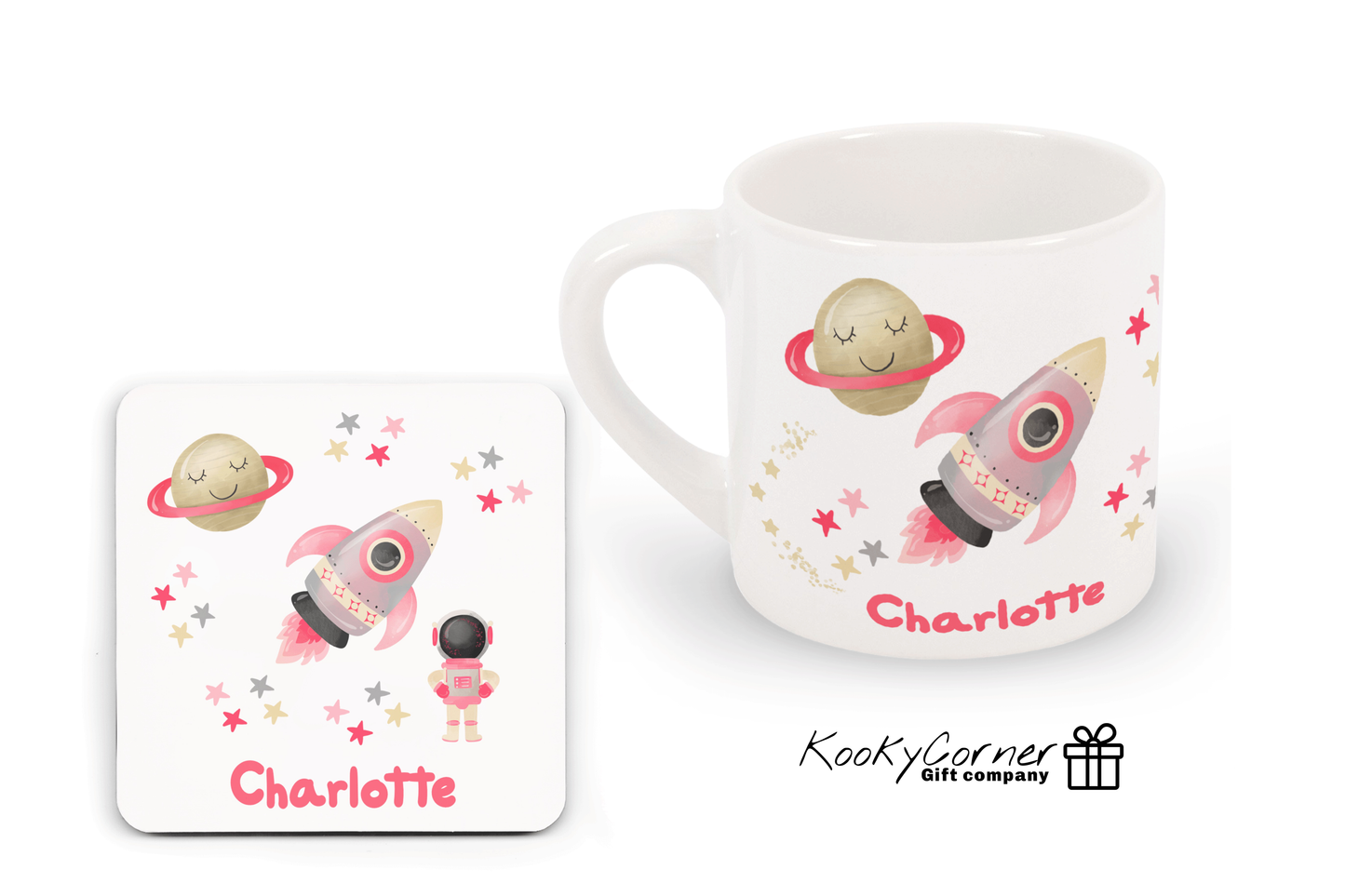 Outer Space Pink Children's Mug