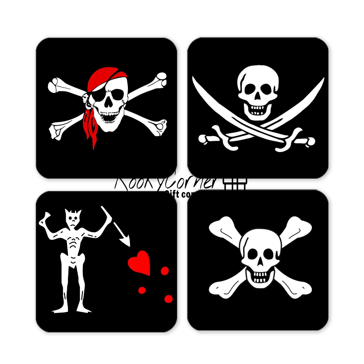 Pirate Hardwood Coaster Set