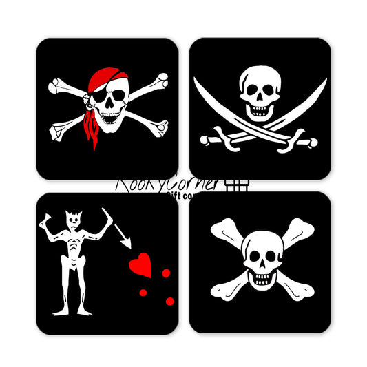 Pirate Hardwood Coaster Set