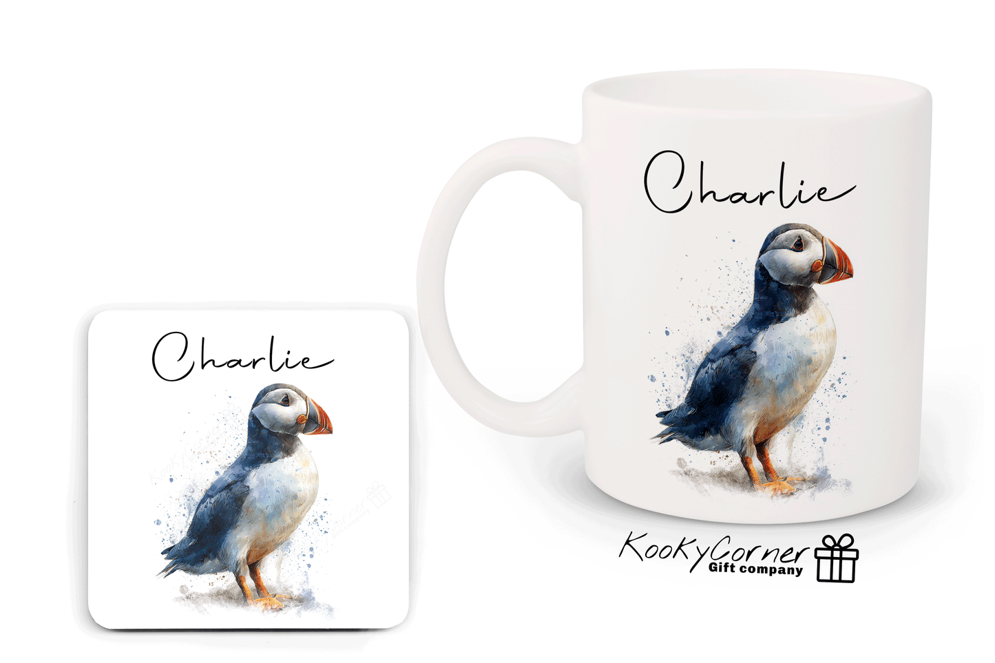 Puffin Watercolour Splash Art Mug