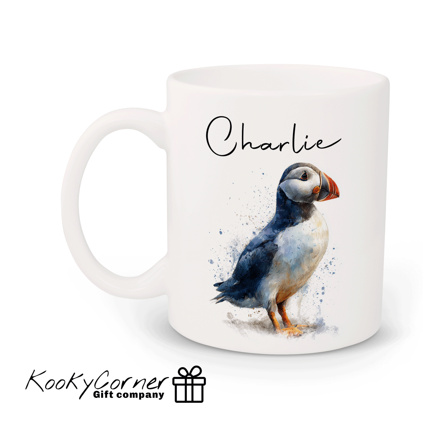 Puffin Watercolour Splash Art Mug