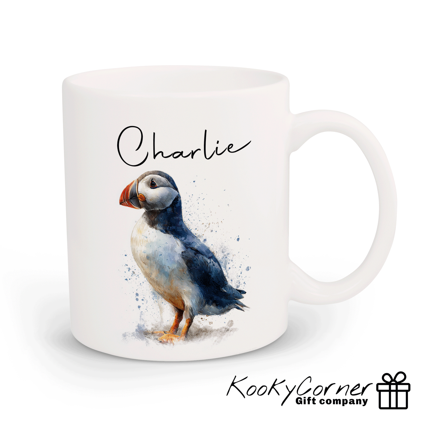Puffin Watercolour Splash Art Mug