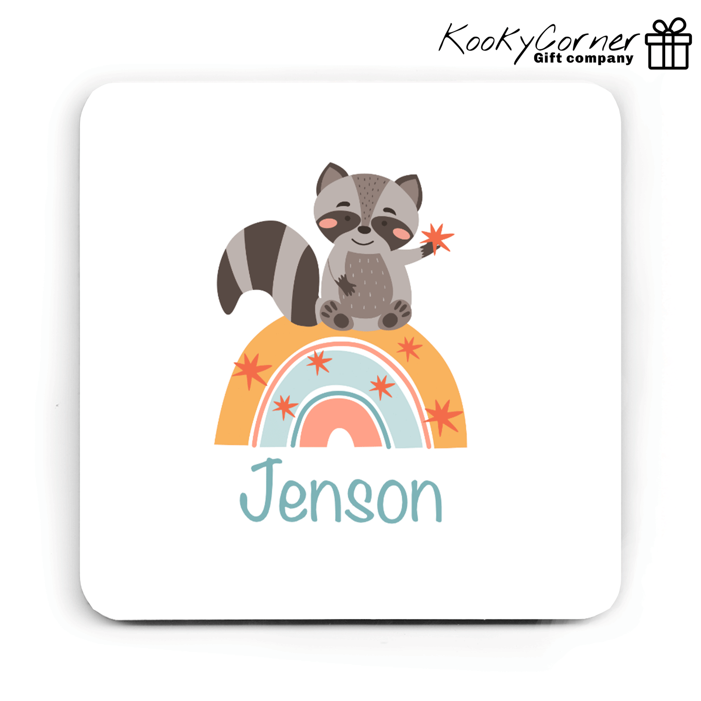 Raccoon On Rainbow Children's Mug