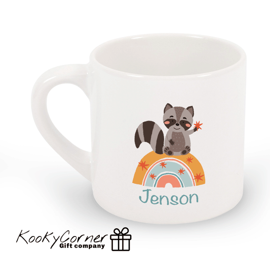 Raccoon On Rainbow Children's Mug