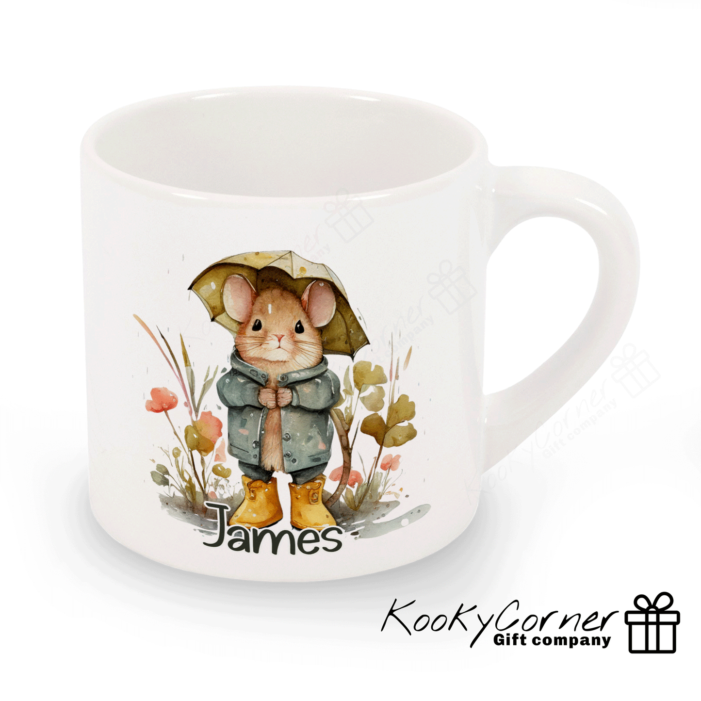 Rainy Day Boy Mouse Children's Mug