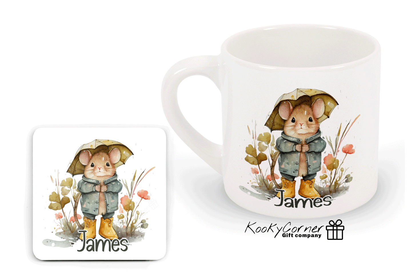 Rainy Day Boy Mouse Children's Mug