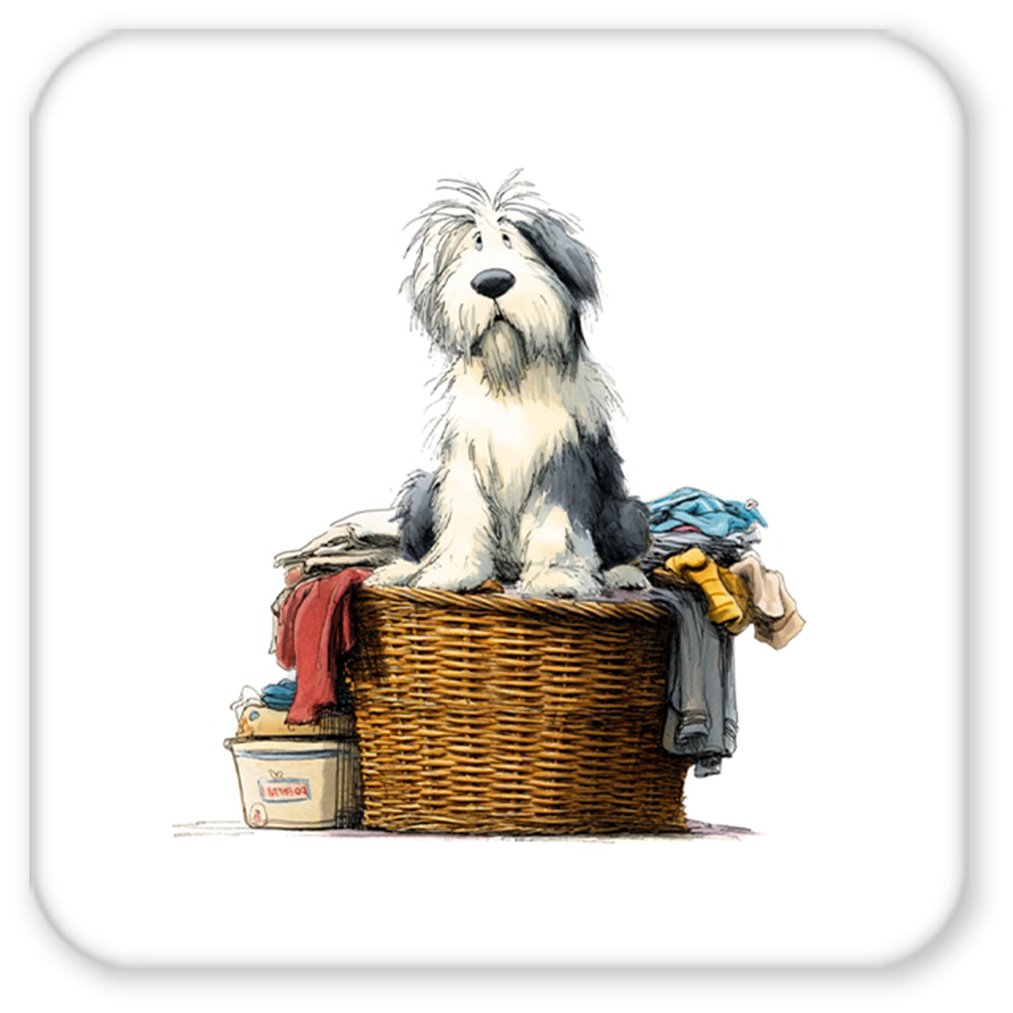 Old English Sheepdog Hardwood Coaster Set