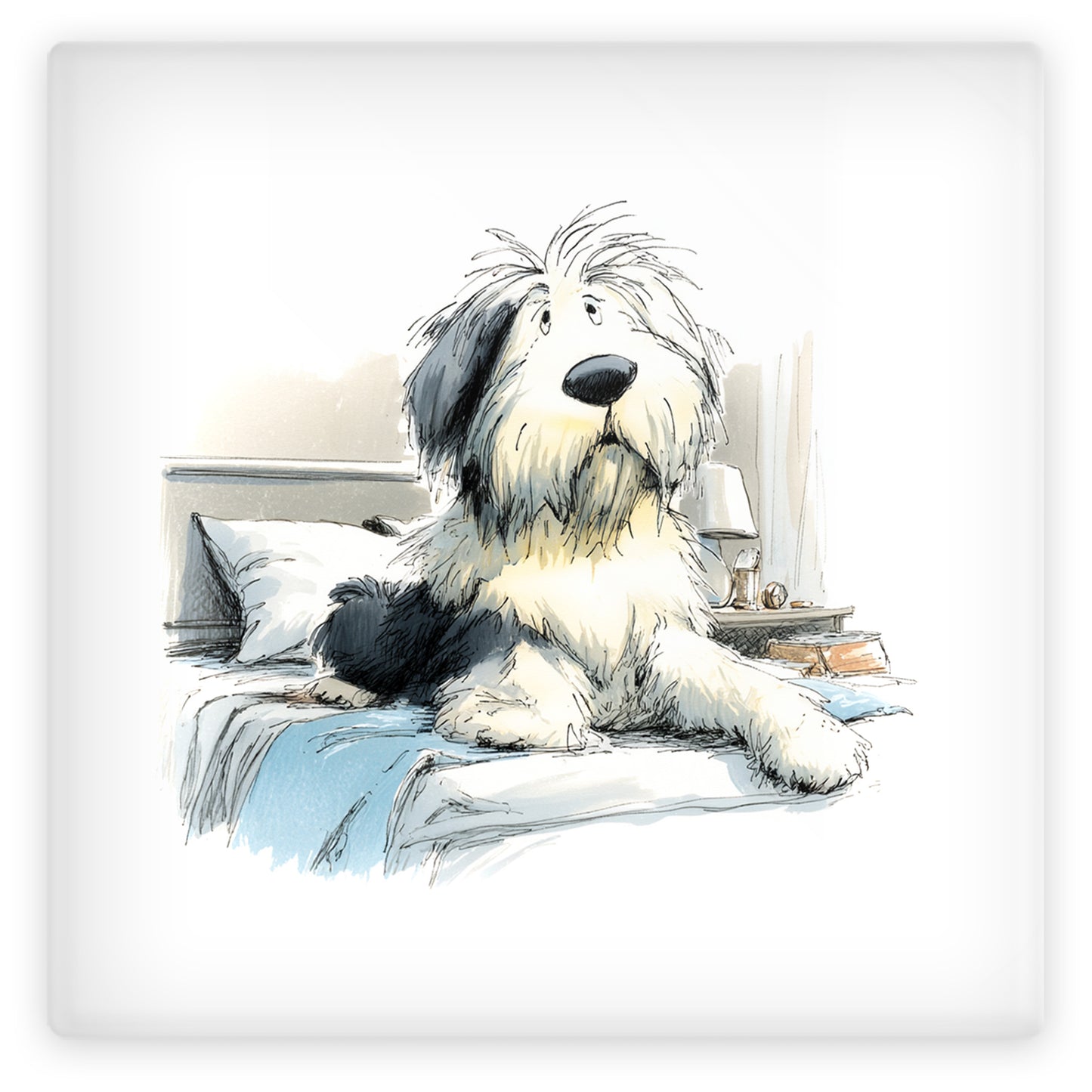 Old English Sheepdog Glass Coaster Set