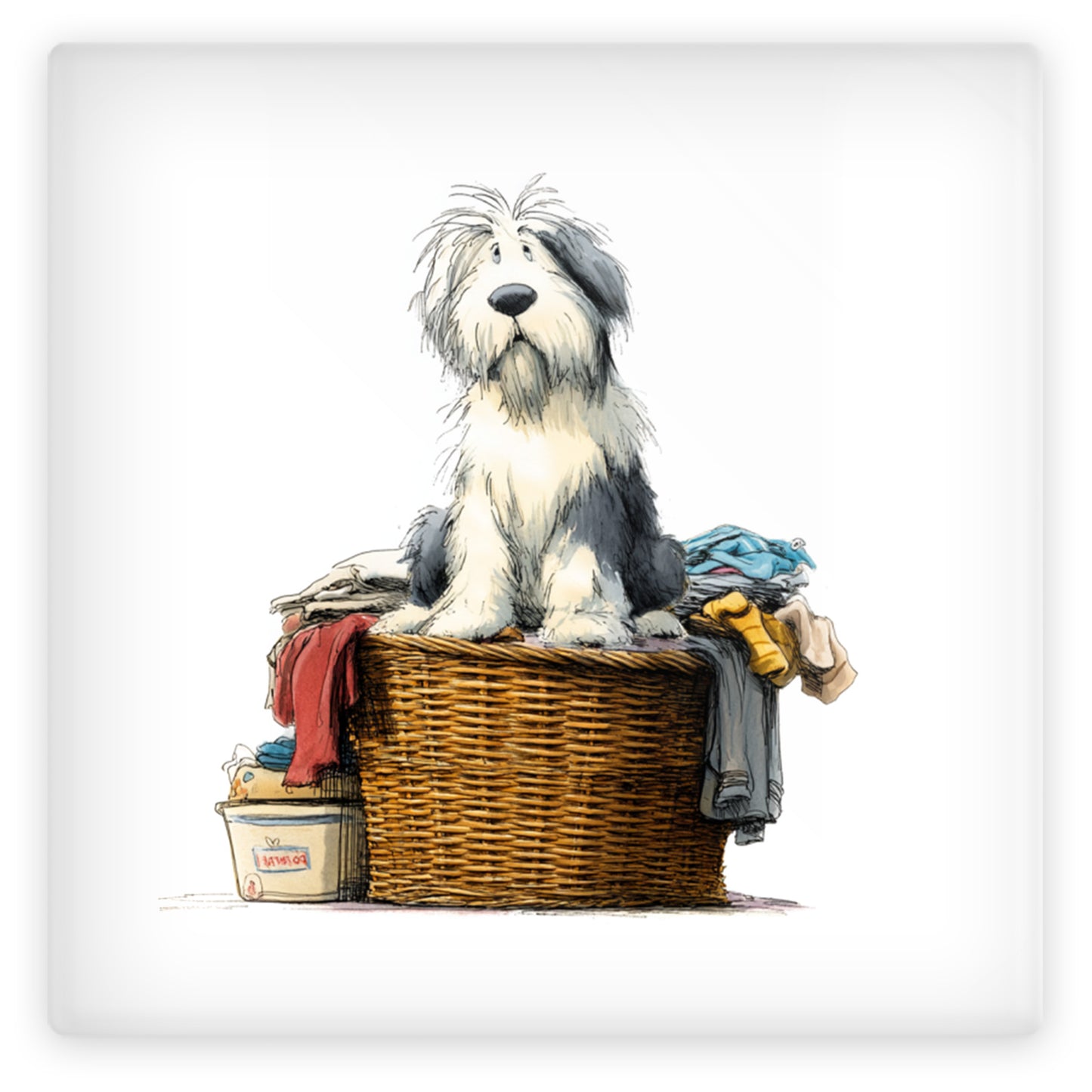 Old English Sheepdog Glass Coaster Set
