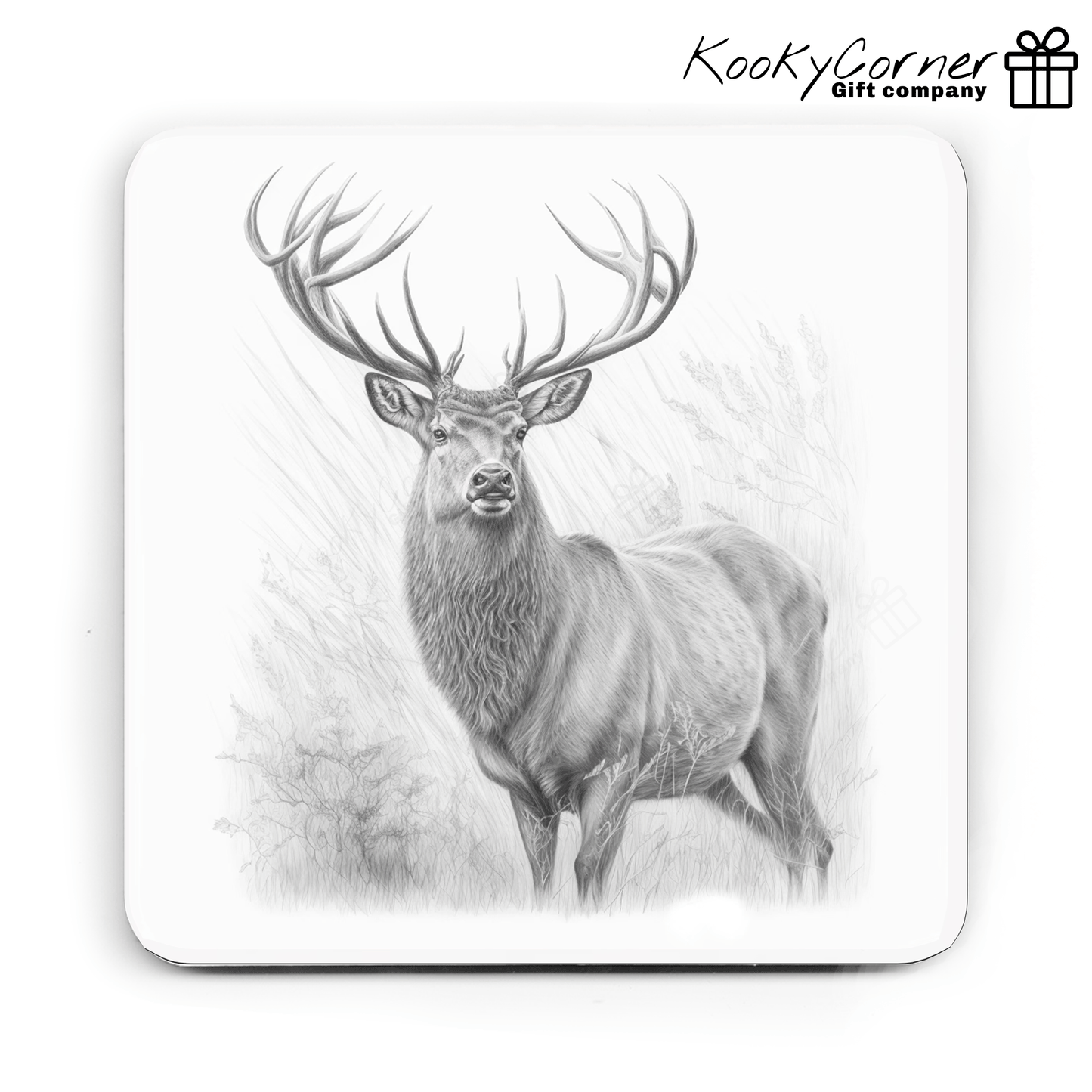 Woodland Animal Sketch Hardwood Coaster Set