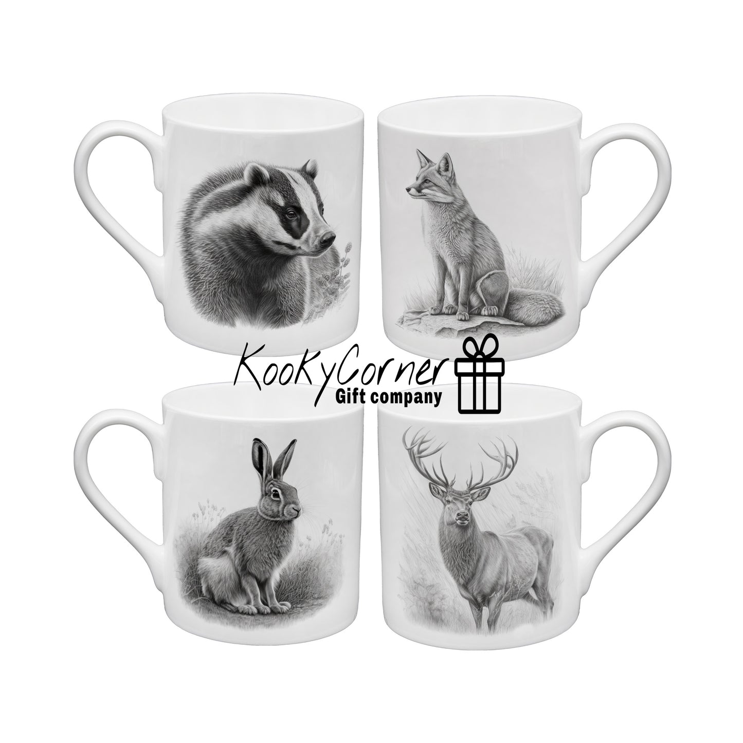 Woodland Animal China Mug Set